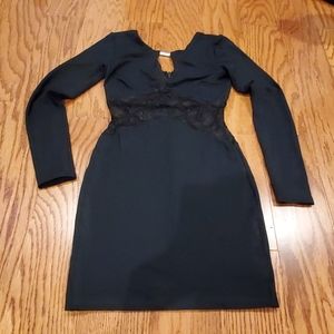 bebe Black mini dress, bodycon with lace XS NWT